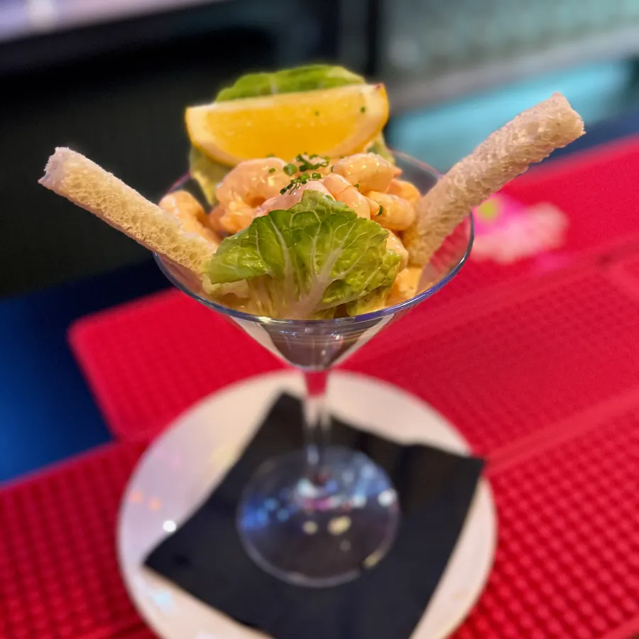 King prawn cocktail with baby gem, lemon and toast from the Christmas menu
