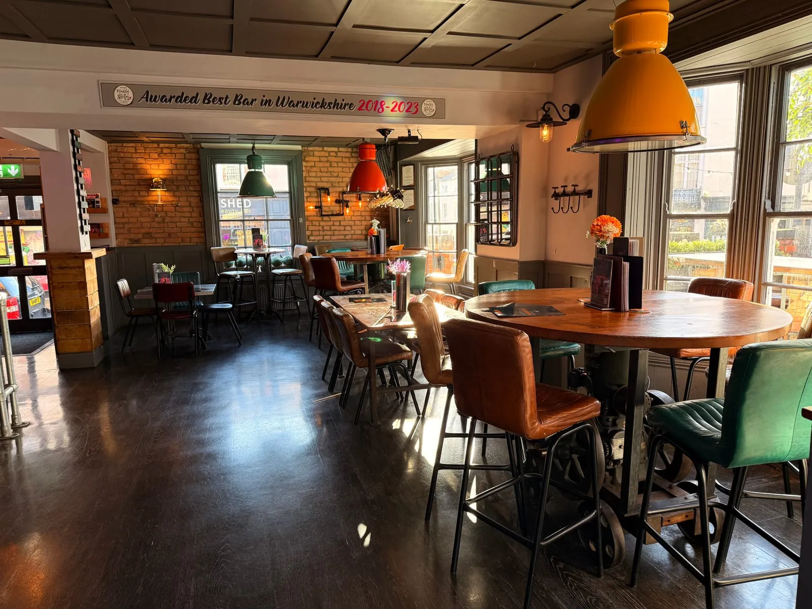 Fizzy Moon Brewhouse bar interior with warm lighting in Leamington Spa